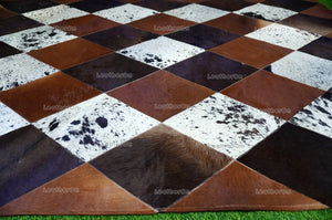 HANDMADE 100% Natural COWHIDE Area RUG (4 X 6 ft.) | Patchwork Hair on Cowhide Leather Area Rug | Exact as Photo | PR145