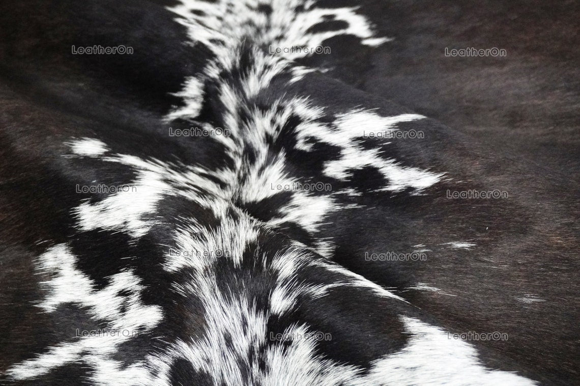 Tricolor XLARGE (6 X 6 ft.) Exact As Photo Cowhide Rug | 100% Natural Cowhide Area Rug | Real Hair-on Leather Cowhide Rug | C801