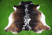 Load image into Gallery viewer, Tricolor XLARGE (6 X 6 ft.) Exact As Photo Cowhide Rug | 100% Natural Cowhide Area Rug | Real Hair-on Leather Cowhide Rug | C801
