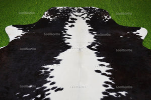 Black White Small (4.7 X 4.9 ft.) Exact As Photo Cowhide Rug | 100% Natural Cowhide Area Rug | Real Hair-on Leather Cowhide Rug | C803