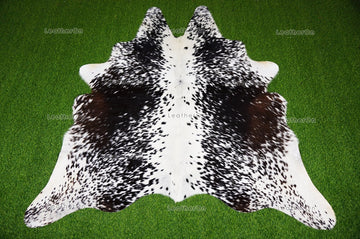 Black White Medium (5 X 5 ft.) Exact As Photo Cowhide RUG | 100% Natural Cowhide Area Rug | Genuine Hair-on Cowhide Leather Rug | C805