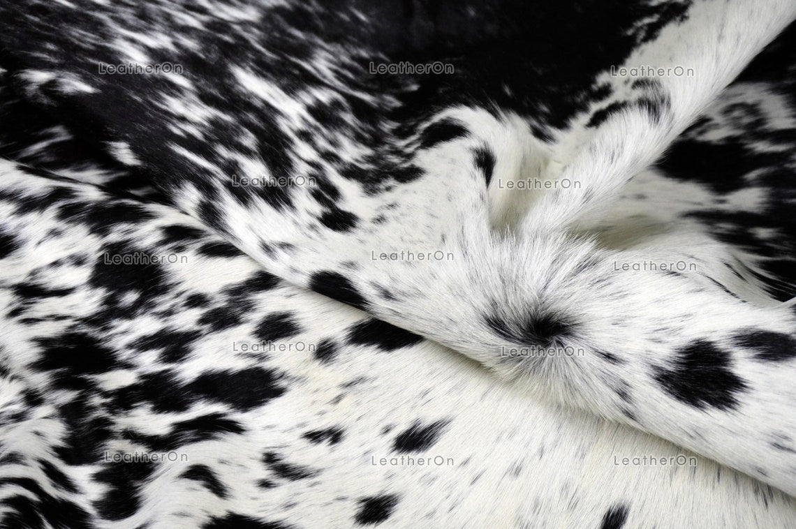 Black White Medium (5 X 5.6 ft.) Exact As Photo Cowhide RUG | 100% Natural Cowhide Area Rug | Genuine Hair-on Cowhide Leather Rug | C806