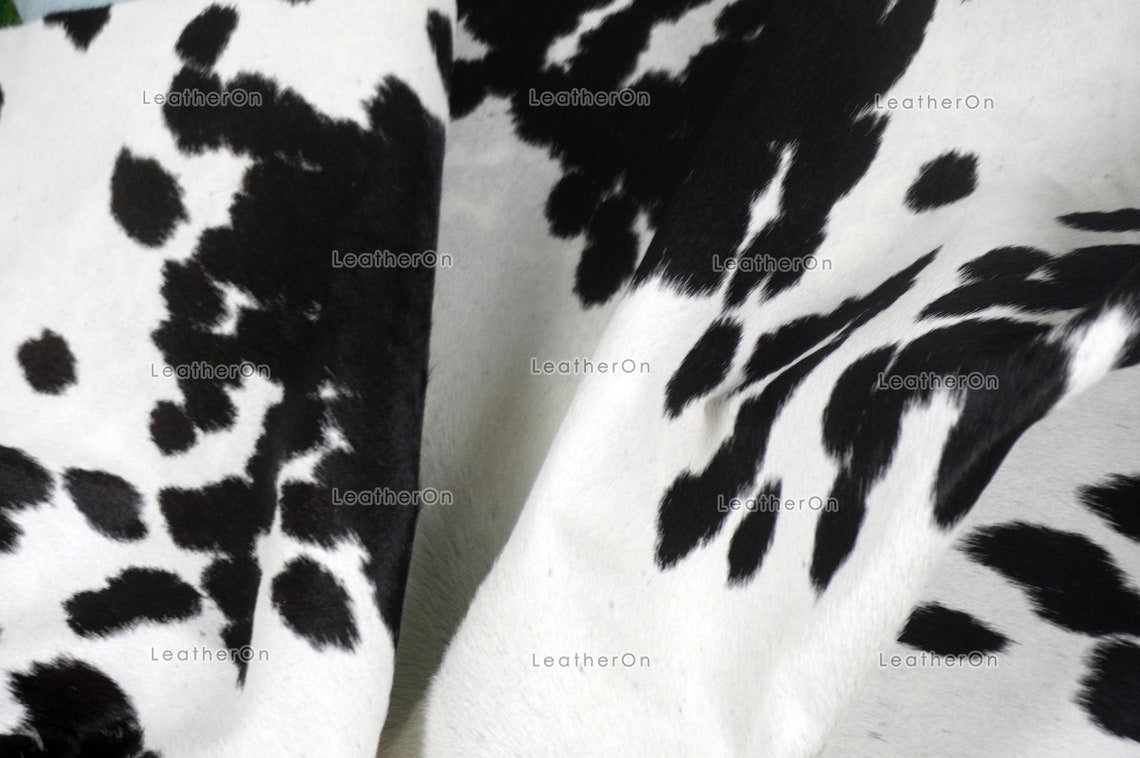 Black White Medium (5 X 5 ft.) Exact As Photo Cowhide RUG | 100% Natural Cowhide Area Rug | Genuine Hair-on Cowhide Leather Rug | C808