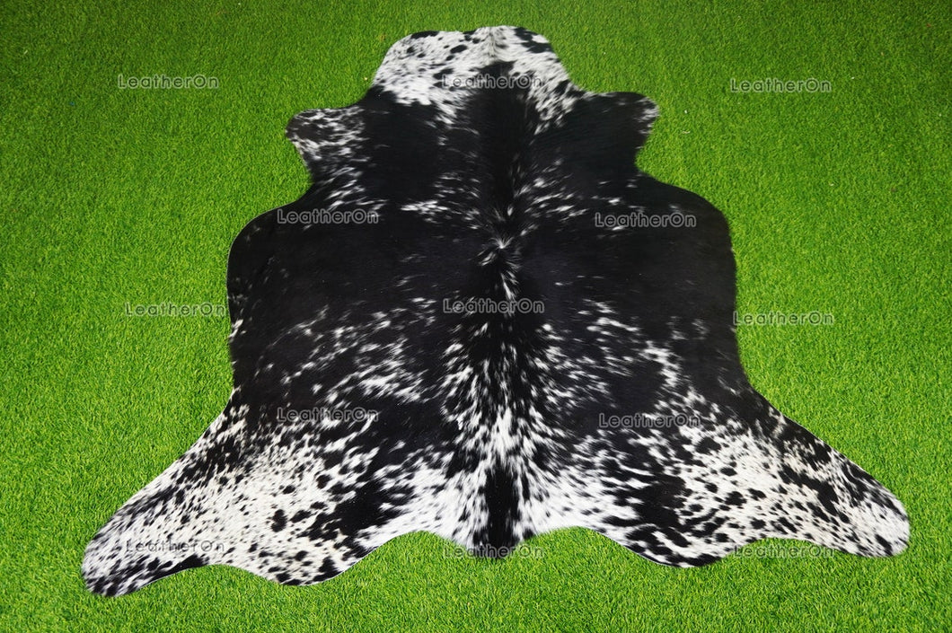 Black White Medium (5 X 5 ft.) Exact As Photo Cowhide RUG | 100% Natural Cowhide Area Rug | Genuine Hair-on Cowhide Leather Rug | C809