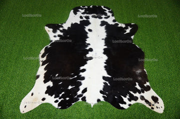 Black White Medium (5 X 5 ft.) Exact As Photo Cowhide RUG | 100% Natural Cowhide Area Rug | Genuine Hair-on Cowhide Leather Rug | C811