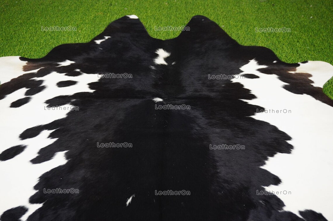 Black White Medium (5 X 5 ft.) Exact As Photo Cowhide RUG | 100% Natural Cowhide Area Rug | Genuine Hair-on Cowhide Leather Rug | C812