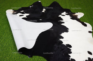 Black White Medium (5 X 5 ft.) Exact As Photo Cowhide RUG | 100% Natural Cowhide Area Rug | Genuine Hair-on Cowhide Leather Rug | C812