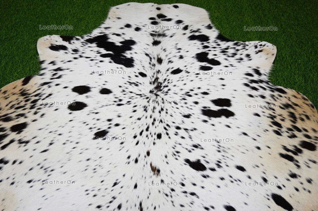 Black White Small (4 X 4 ft.) Exact As Photo Cowhide Rug | 100% Natural Cowhide Area Rug | Real Hair-on Leather Cowhide Rug | C814