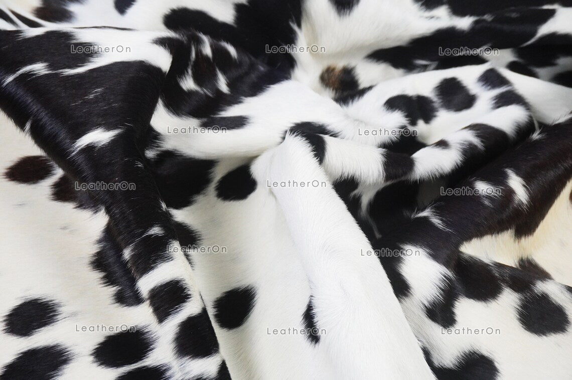 Black White Medium (5 X 5.5 ft.) Exact As Photo Cowhide RUG | 100% Natural Cowhide Area Rug | Genuine Hair-on Cowhide Leather Rug | C822