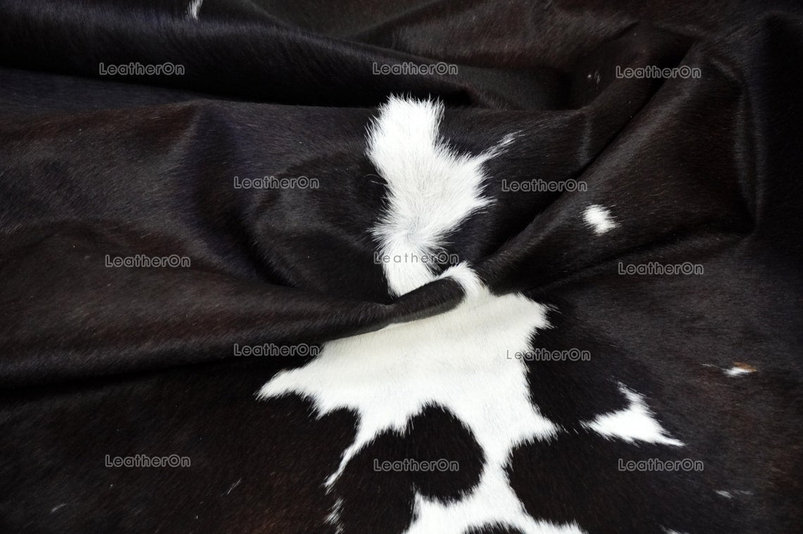Tricolor Large (5.2 X 5.5 ft.) Exact As Photo Cowhide Area RUG | 100% Natural Cowhide Rug | Genuine Hair-on Cowhide Leather Rug | C828