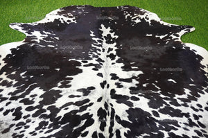 Black White Cowhide (4.7 X 5 ft) Medium Size Exact As Photo Cowhide RUG | 100% Natural Cowhide Rug | Real Hair-on Cowhide Leather Rug | C834