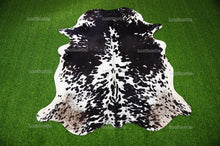Load image into Gallery viewer, Black White Cowhide (4.7 X 5 ft) Medium Size Exact As Photo Cowhide RUG | 100% Natural Cowhide Rug | Real Hair-on Cowhide Leather Rug | C834
