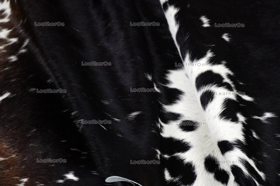 Tricolor Cowhide (5 X 5 ft.) Medium Size Exact As Photo Cowhide RUG | 100% Natural Cowhide Rug | Real Hair-on Cowhide Leather Rug | C837