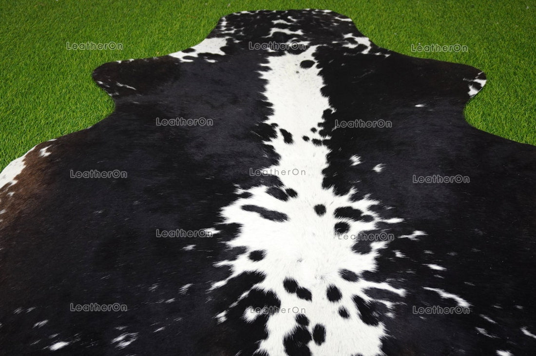 Tricolor Cowhide (5 X 5 ft.) Medium Size Exact As Photo Cowhide RUG | 100% Natural Cowhide Rug | Real Hair-on Cowhide Leather Rug | C837