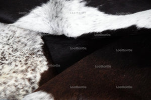 Tricolor XLARGE (5.7 X 6 ft.) Exact As Photo Cowhide Rug | 100% Natural Cowhide Area Rug | Real Hair-on Leather Cowhide Rug | C838