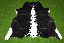Load image into Gallery viewer, Black White Small (4 X 4.9 ft.) Exact As Photo Cowhide Rug | 100% Natural Cowhide Area Rug | Real Hair-on Leather Cowhide Rug | C840

