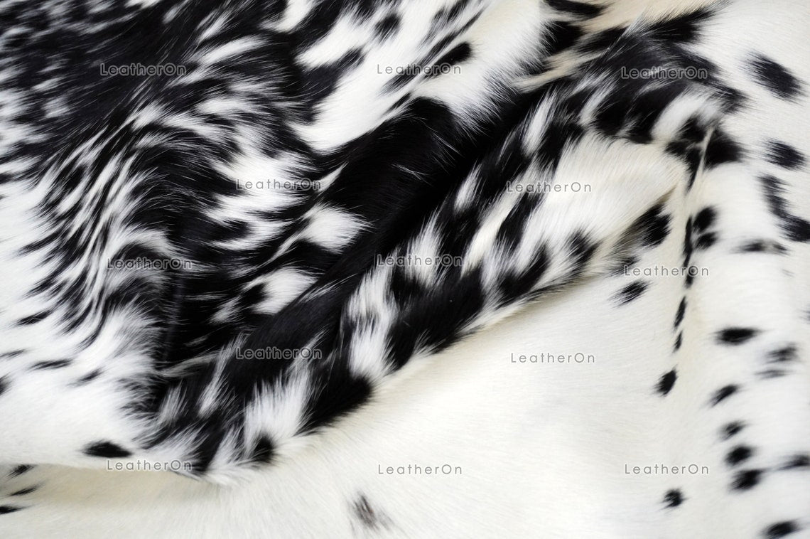 Black White Small (4.5 X 4.8 ft.) Exact As Photo Cowhide Rug | 100% Natural Cowhide Area Rug | Real Hair-on Leather Cowhide Rug | C841