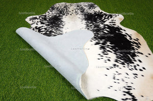 Black White Small (4.5 X 4.8 ft.) Exact As Photo Cowhide Rug | 100% Natural Cowhide Area Rug | Real Hair-on Leather Cowhide Rug | C841