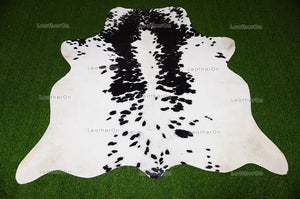 Black White Large (5.2 X 5.9 ft.) Exact As Photo Cowhide Area RUG | 100% Natural Cowhide Rug | Genuine Hair-on Cowhide Leather Rug | C845