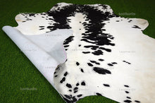 Load image into Gallery viewer, Black White Large (5.2 X 5.9 ft.) Exact As Photo Cowhide Area RUG | 100% Natural Cowhide Rug | Genuine Hair-on Cowhide Leather Rug | C845
