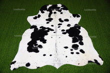 Load image into Gallery viewer, Black White Cowhide (5 X 5.5 ft) Medium Size Exact As Photo Cowhide RUG | 100% Natural Cowhide Rug | Real Hair-on Cowhide Leather Rug | C846
