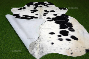 Black White Cowhide (5 X 5.5 ft) Medium Size Exact As Photo Cowhide RUG | 100% Natural Cowhide Rug | Real Hair-on Cowhide Leather Rug | C846