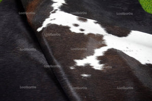 Tricolor Cowhide (5 X 5 ft.) Medium Size Exact As Photo Cowhide RUG | 100% Natural Cowhide Rug | Real Hair-on Cowhide Leather Rug | C847