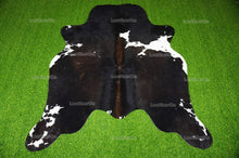 Load image into Gallery viewer, Tricolor Cowhide (5 X 5 ft.) Medium Size Exact As Photo Cowhide RUG | 100% Natural Cowhide Rug | Real Hair-on Cowhide Leather Rug | C847
