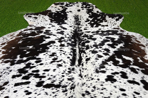 Tricolor Cowhide (5 X 5 ft.) Medium Size Exact As Photo Cowhide RUG | 100% Natural Cowhide Rug | Real Hair-on Cowhide Leather Rug | C849