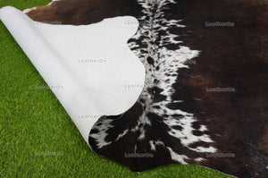 Tricolor XLARGE (6 X 6 ft.) Exact As Photo Cowhide Rug | 100% Natural Cowhide Area Rug | Real Hair-on Leather Cowhide Rug | C801