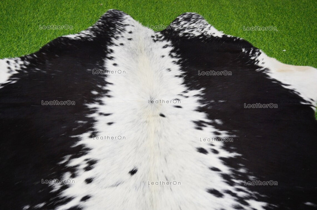 Black White Small (5 X 4 ft.) Exact As Photo Cowhide Rug | 100% Natural Cowhide Area Rug | Real Hair-on Leather Cowhide Rug | C802