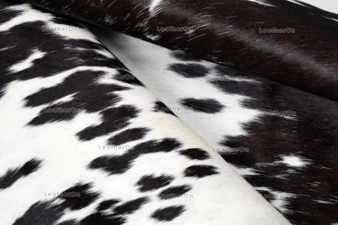Black White Small (5 X 4 ft.) Exact As Photo Cowhide Rug | 100% Natural Cowhide Area Rug | Real Hair-on Leather Cowhide Rug | C804