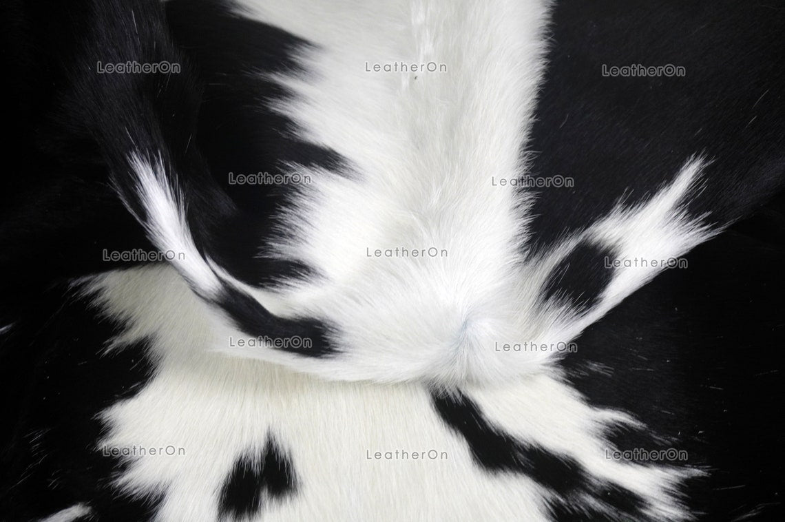 Black White Small (4.8 X 4.8 ft.) Exact As Photo Cowhide Rug | 100% Natural Cowhide Area Rug | Real Hair-on Leather Cowhide Rug | C807