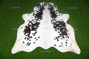 Black White Medium (5 X 5 ft.) Exact As Photo Cowhide RUG | 100% Natural Cowhide Area Rug | Genuine Hair-on Cowhide Leather Rug | C808