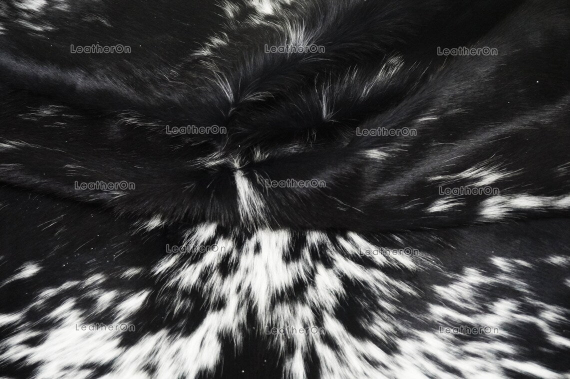 Black White Medium (5 X 5 ft.) Exact As Photo Cowhide RUG | 100% Natural Cowhide Area Rug | Genuine Hair-on Cowhide Leather Rug | C809