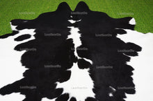 Load image into Gallery viewer, Black White XLARGE (6 X 6.5 ft.) Exact As Photo Cowhide Rug | 100% Natural Cowhide Area Rug | Real Hair-on Leather Cowhide Rug | C810

