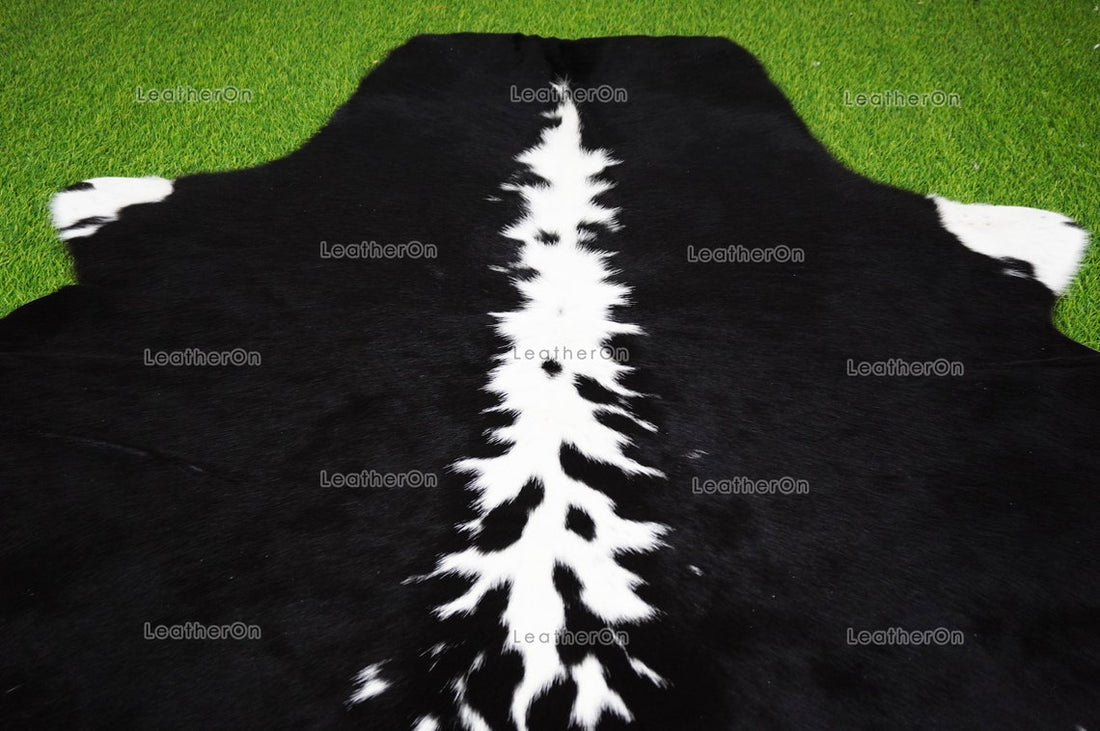 Black White Medium (4.8 X 5 ft.) Exact As Photo Cowhide RUG | 100% Natural Cowhide Area Rug | Genuine Hair-on Cowhide Leather Rug | C813