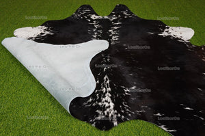 Black White XLARGE (5.8 X 6 ft.) Exact As Photo Cowhide Rug | 100% Natural Cowhide Area Rug | Real Hair-on Leather Cowhide Rug | C815