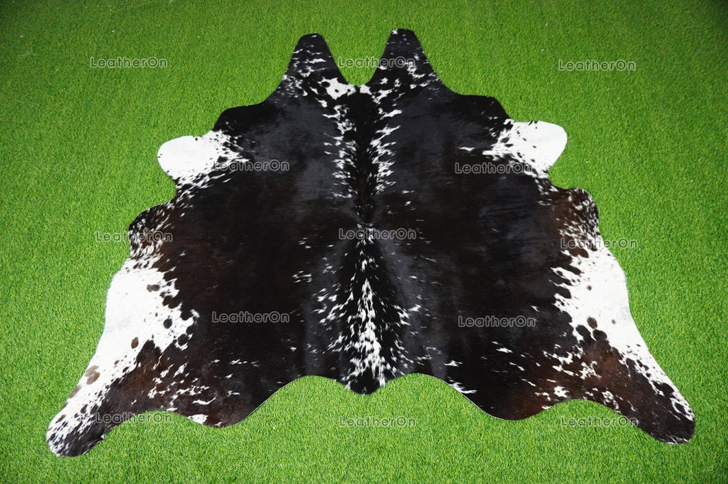 Black White XLARGE (5.8 X 6 ft.) Exact As Photo Cowhide Rug | 100% Natural Cowhide Area Rug | Real Hair-on Leather Cowhide Rug | C815