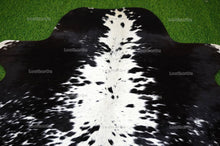 Load image into Gallery viewer, Black White Small (3.4 X 4 ft.) Exact As Photo Cowhide Area Rug | 100% Natural Cowhide Rug | Real Hair-on Leather Cowhide Rug | C818

