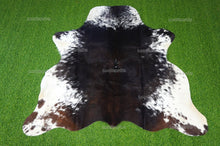 Load image into Gallery viewer, Tricolor Small (4.6 X 4.8 ft.) Exact As Photo Cowhide Area Rug | 100% Natural Cowhide Rug | Real Hair-on Leather Cowhide Rug | C821
