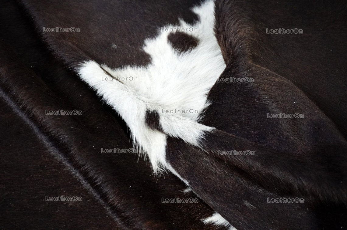 Black White Medium (5 X 5 ft.) Exact As Photo Cowhide RUG | 100% Natural Cowhide Area Rug | Genuine Hair-on Cowhide Leather Rug | C823