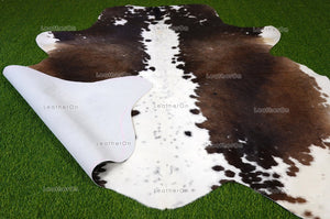 Tricolor Large (5.3 X 5.7 ft.) Exact As Photo Cowhide Area RUG | 100% Natural Cowhide Rug | Genuine Hair-on Cowhide Leather Rug | C824
