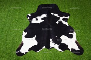 Black White Small (3.9 X 4 ft.) Exact As Photo Cowhide Area Rug | 100% Natural Cowhide Rug | Real Hair-on Leather Cowhide Rug | C827