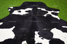 Load image into Gallery viewer, Black White Small (3.9 X 4 ft.) Exact As Photo Cowhide Area Rug | 100% Natural Cowhide Rug | Real Hair-on Leather Cowhide Rug | C827
