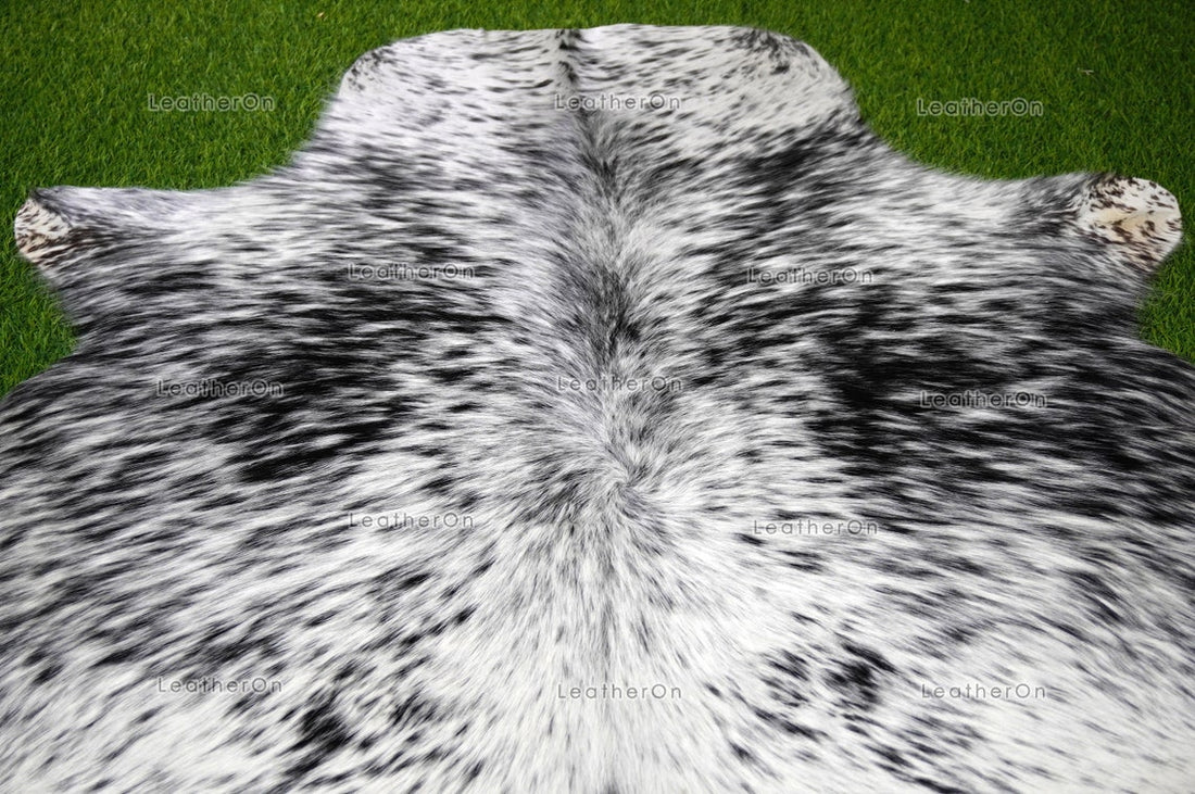 Black White Small (4 X 4 ft.) Exact As Photo Cowhide Area Rug | 100% Natural Cowhide Rug | Real Hair-on Leather Cowhide Rug | C831