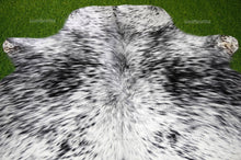 Load image into Gallery viewer, Black White Small (4 X 4 ft.) Exact As Photo Cowhide Area Rug | 100% Natural Cowhide Rug | Real Hair-on Leather Cowhide Rug | C831
