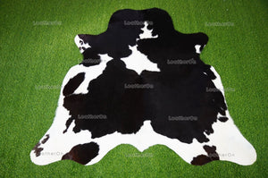 Black White Cowhide (5 X 5 ft.) Medium Size Exact As Photo Cowhide RUG | 100% Natural Cowhide Rug | Real Hair-on Cowhide Leather Rug | C832