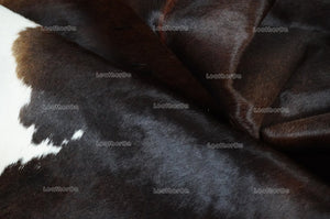 Tricolor Cowhide (5 X 4.9 ft.) Medium Size Exact As Photo Cowhide RUG | 100% Natural Cowhide Rug | Real Hair-on Cowhide Leather Rug | C836