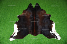 Load image into Gallery viewer, Tricolor Cowhide (5 X 4.9 ft.) Medium Size Exact As Photo Cowhide RUG | 100% Natural Cowhide Rug | Real Hair-on Cowhide Leather Rug | C836
